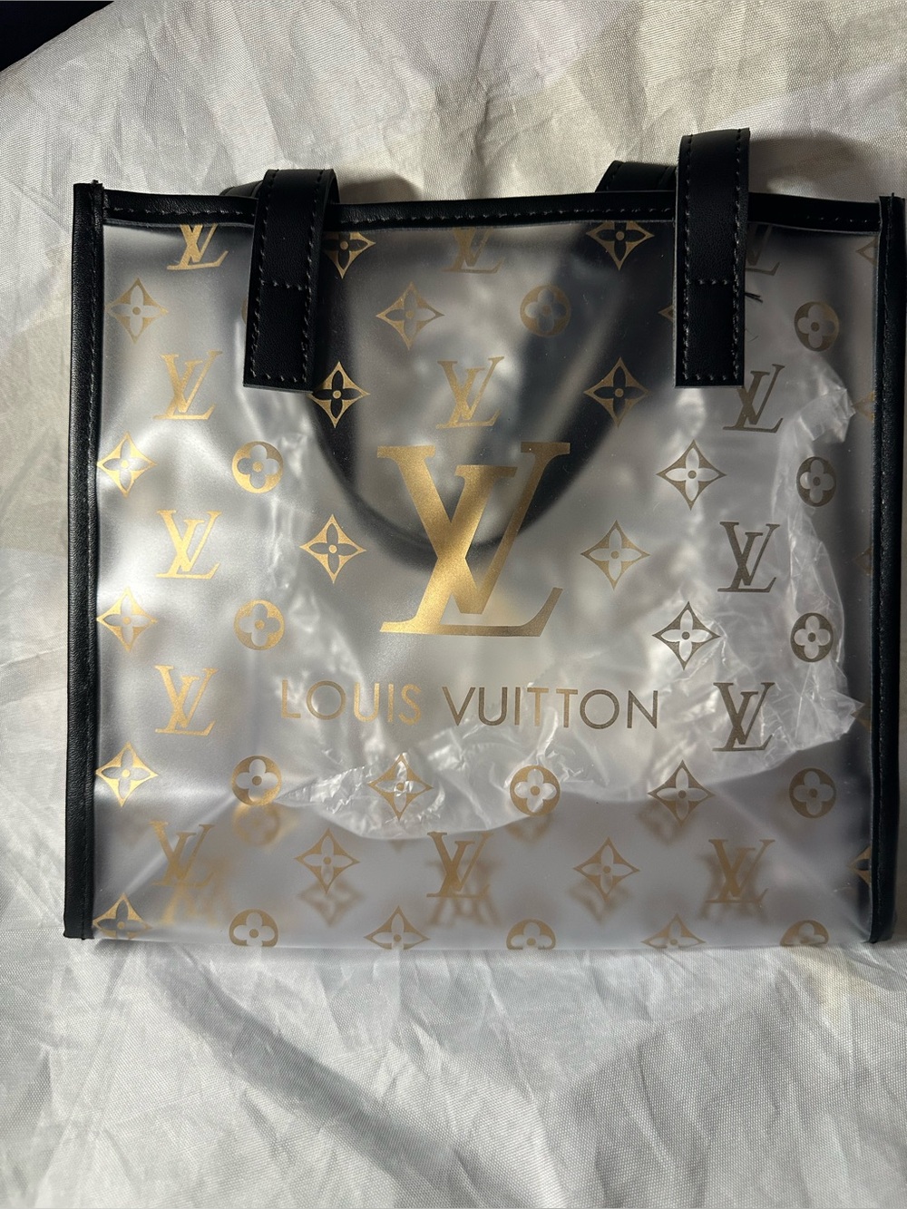 Louis Vuitton Clear Monogram Tote Bag in Gold & Black Novelty Gift NWT - Picture 3 of 8